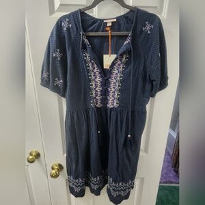 Knox Rose Navy Blue Embroidered Dress